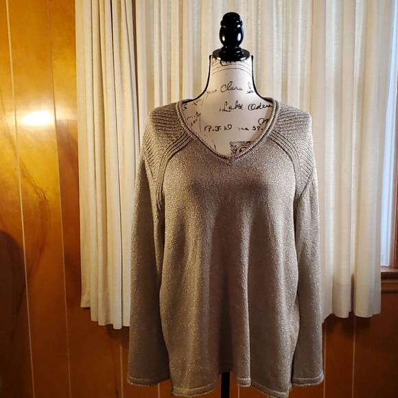 Democracy Sweaters - Democracy Gold Sweater/metallic thread, S. 2X